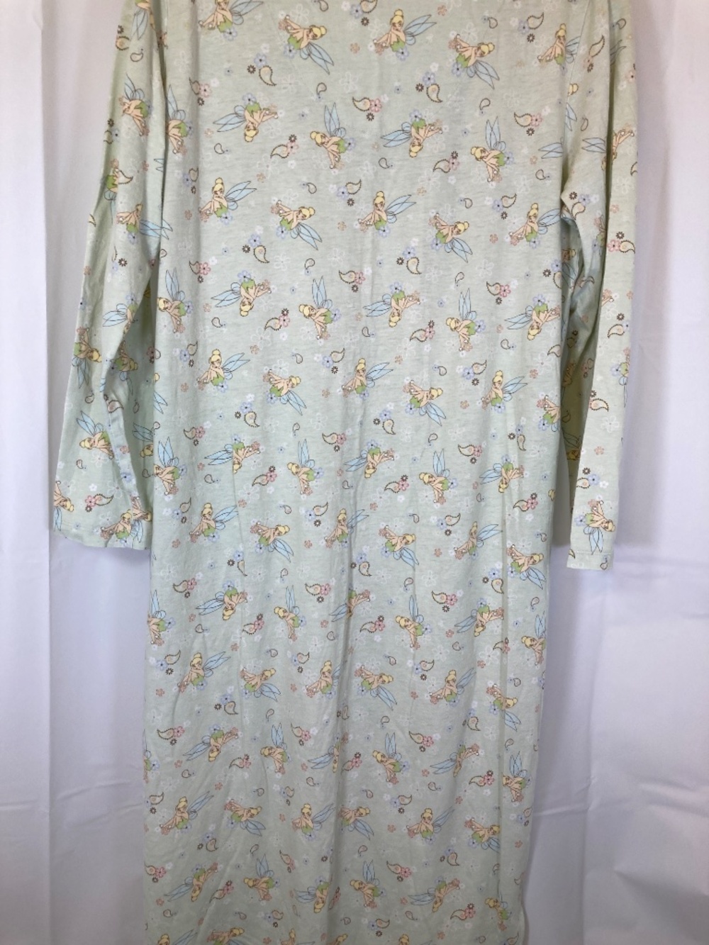 Disney Tinkerbell Pajama Gown Sz L 12/14 green Long Sleeve V Neck - Picture 13 of 13